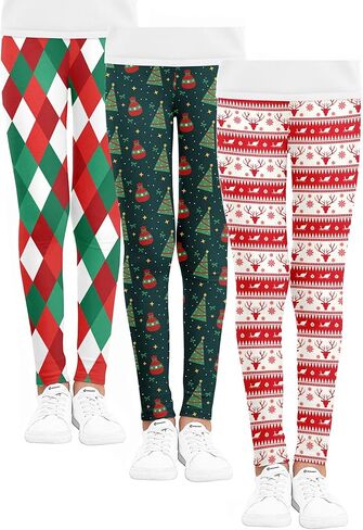 Girls 3pcs Leggings Printed Little Kids Striped Ankle Leggings 3-11Years in Kuwait
