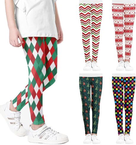Girls 3pcs Leggings Printed Little Kids Striped Ankle Leggings 3-11Years in Kuwait