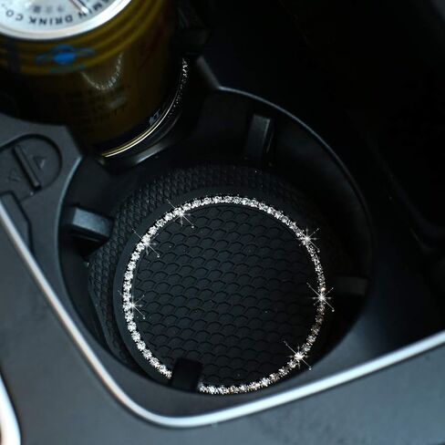 2PCS Universal Bling Car Cup Coaster,Rhinestone Car Accessories 2.75 inch Car Cup Holder Insert Mat Pad Set,Suitable for Most Car Interior (Red) in Saudi Arabia