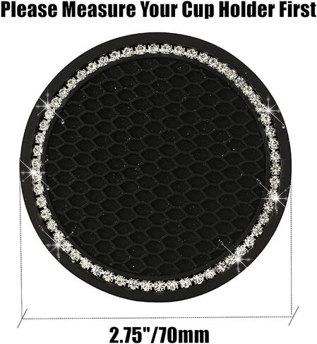 2PCS Universal Bling Car Cup Coaster,Rhinestone Car Accessories 2.75 inch Car Cup Holder Insert Mat Pad Set,Suitable for Most Car Interior (Red) in Saudi Arabia