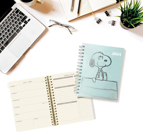 Graphique 2025 Spiral Frosted Cover Planner | 18 Month Organizer July 2024 - Dec. 2025 | Weekly & Monthly Spreads | To-Do & Note List | Reference Tabs | Reminder Stickers | Snoopy Typewriter | 8" x 10" in Saudi Arabia