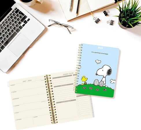 Graphique 2025 Spiral Frosted Cover Planner | 18 Month Organizer July 2024 - Dec. 2025 | Weekly & Monthly Spreads | To-Do & Note List | Reference Tabs | Reminder Stickers | Snoopy Typewriter | 8" x 10" in Saudi Arabia