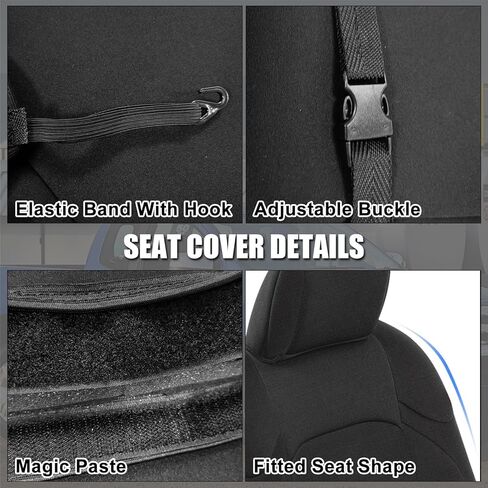 مجموعة غطاء مقعد ملائم حسب الطلب من SAPUBK متوافقة مع 2013-2018 Dodge Ram و2019-2021 Classic Ram Crew Cab 1500 2500 أغطية مقاعد مبطنة من القماش المحبوك باللون الأسود الأمامي والخلفي مع مساند للرأس in Kuwait