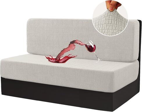 H.VERSAILTEX أغطية وسائد RV Dinette مقاومة للماء بنسبة 100%، أغطية وسائد مرنة للتخييم، أغطية بديلة لمقطورة السفر، نمط مجعد قابل للغسل (2 غطاء مسند ظهر و2 غطاء مقعد، رمادي) in Kuwait