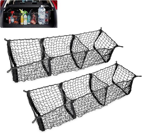 Zento Deals Black Mesh Three Pocket Trunk Cargo Organizer Storage Net in Saudi Arabia