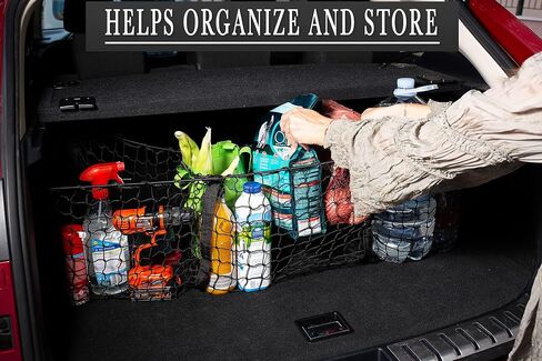 Zento Deals Black Mesh Three Pocket Trunk Cargo Organizer Storage Net in Saudi Arabia