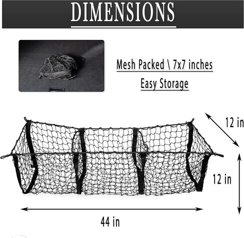 Zento Deals Black Mesh Three Pocket Trunk Cargo Organizer Storage Net in Saudi Arabia