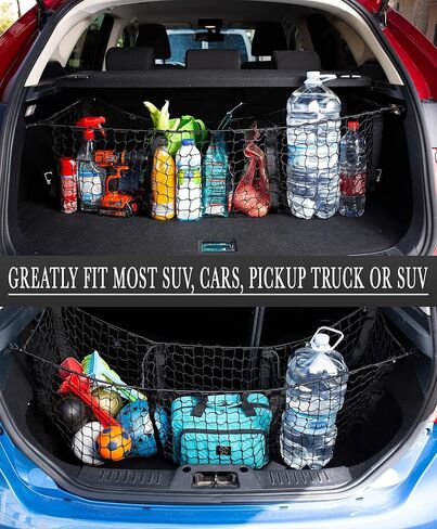Zento Deals Black Mesh Three Pocket Trunk Cargo Organizer Storage Net in Saudi Arabia