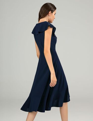 Meetjen Women's Cocktail Dresses V Neck Formal Wedding Guest Dress 2024 Elegant Ruffle Hem A Line Tea Party Prom Dress in Kuwait