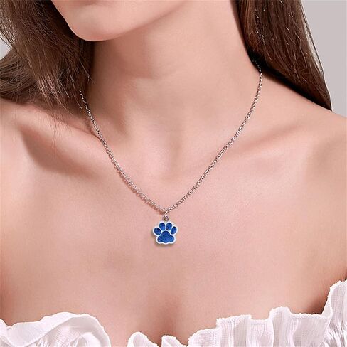 Dreuyet Paw Necklace and Earrings Set for Women Glitter Cute Dog Cat Pet Paw Print Pendant Necklace Earrings Lovely Animal Charm Jewelry Set Gifts in Kuwait