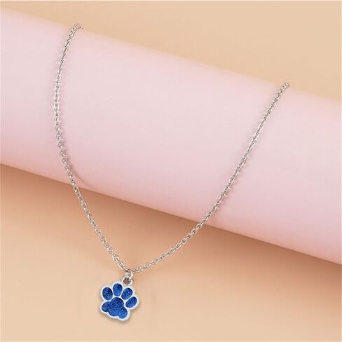 Dreuyet Paw Necklace and Earrings Set for Women Glitter Cute Dog Cat Pet Paw Print Pendant Necklace Earrings Lovely Animal Charm Jewelry Set Gifts in Kuwait