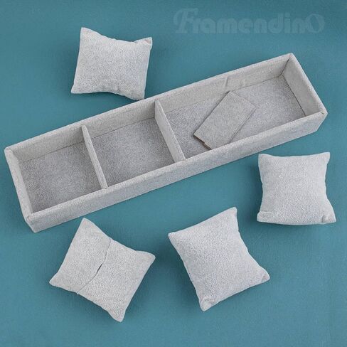 Framendino, 4 Slots Velvet Tray Jewelry Organizer with Pillow for Display Bracelet Watch Grey in Saudi Arabia