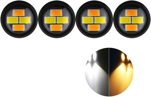 Eagle Eye LED Lights, Amber+White Two-color 23mm 4SMD Daytime Running Lights Reverse Brake Turn Signal Light Tail Backup Lights Marker Lights for Car Motorcycle Truck RV Boat (10PCS) in Saudi Arabia