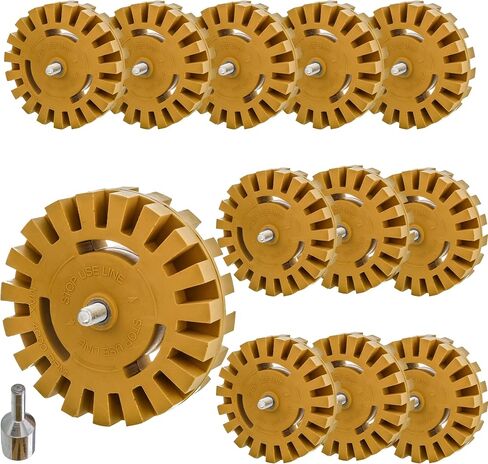TCP Global Heavy Duty Rubber Eraser Wheel, 4" Slotted Edge Pad with Drill Adapter - Adhesive Remover Tool, Remove Vinyl Decals, Pinstripes, Stripes, Stickers, Graphics Removal Auto Car Truck RV Signs in Saudi Arabia