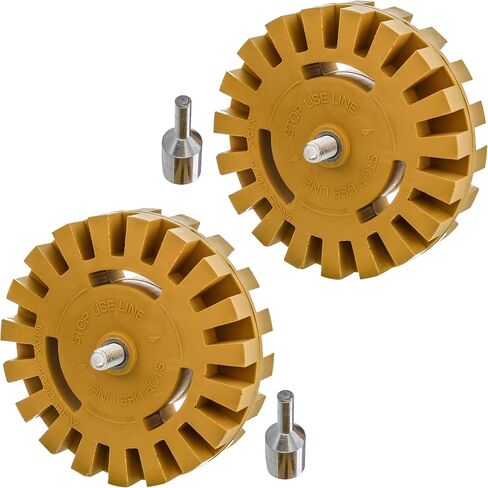 TCP Global Heavy Duty Rubber Eraser Wheel, 4" Slotted Edge Pad with Drill Adapter - Adhesive Remover Tool, Remove Vinyl Decals, Pinstripes, Stripes, Stickers, Graphics Removal Auto Car Truck RV Signs in Saudi Arabia