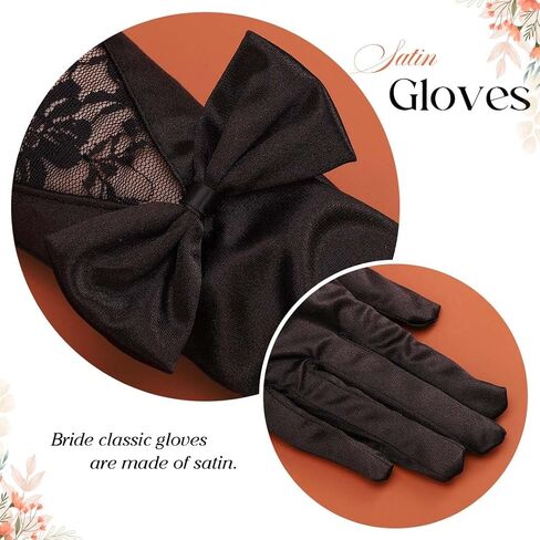 Latious Bow Opera Satin Gloves Lace Bride Wedding Gloves Elbow Length 1920s Prom Gloves for Women in Saudi Arabia