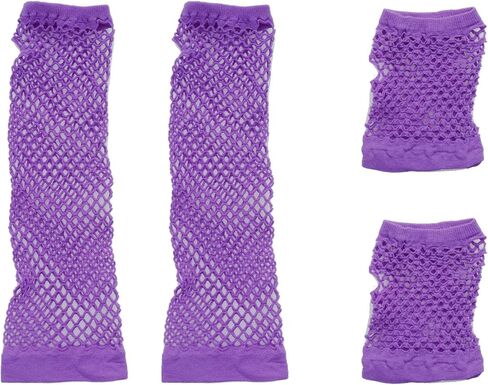 2 Pairs Fingerless Fishnet Gloves Neon Elastic for Women Girls 80s Theme Costume Cosplay Parties Supplies in Saudi Arabia