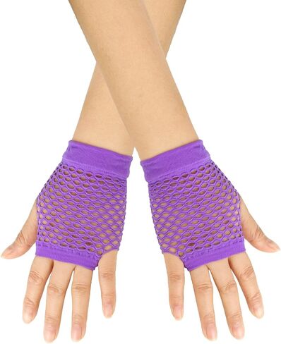 2 Pairs Fingerless Fishnet Gloves Neon Elastic for Women Girls 80s Theme Costume Cosplay Parties Supplies in Saudi Arabia
