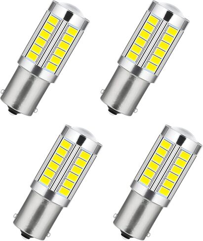 UGSHY 4 حزمة سيارة LED بدوره الذيل ضوء إشارة الفرامل، 1157 33SMD مصابيح إضاءة فائقة السطوع، عكس الضوء، لإضاءة مقطورة RV الداخلية 12 فولت احتياطية للأضواء العكسية (أبيض) in Kuwait