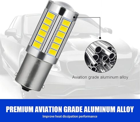 UGSHY 4 حزمة سيارة LED بدوره الذيل ضوء إشارة الفرامل، 1157 33SMD مصابيح إضاءة فائقة السطوع، عكس الضوء، لإضاءة مقطورة RV الداخلية 12 فولت احتياطية للأضواء العكسية (أبيض) in Kuwait