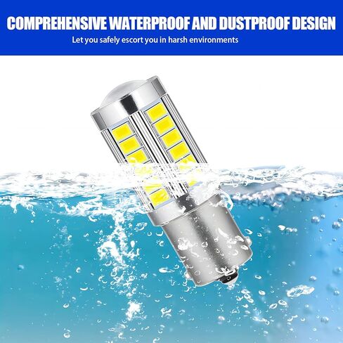 UGSHY 4 حزمة سيارة LED بدوره الذيل ضوء إشارة الفرامل، 1157 33SMD مصابيح إضاءة فائقة السطوع، عكس الضوء، لإضاءة مقطورة RV الداخلية 12 فولت احتياطية للأضواء العكسية (أبيض) in Kuwait