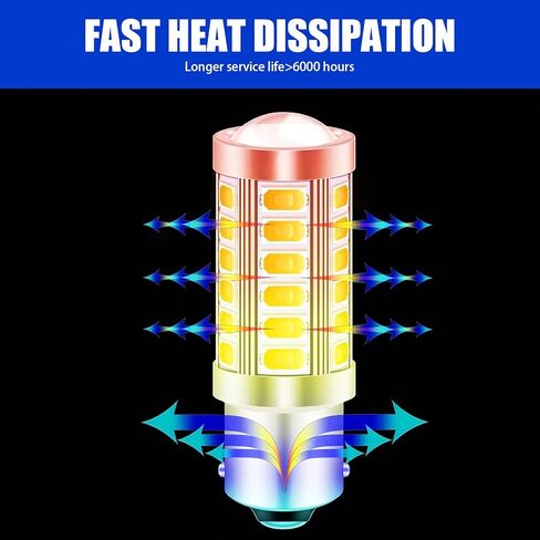 UGSHY 4 حزمة سيارة LED بدوره الذيل ضوء إشارة الفرامل، 1157 33SMD مصابيح إضاءة فائقة السطوع، عكس الضوء، لإضاءة مقطورة RV الداخلية 12 فولت احتياطية للأضواء العكسية (أبيض) in Kuwait