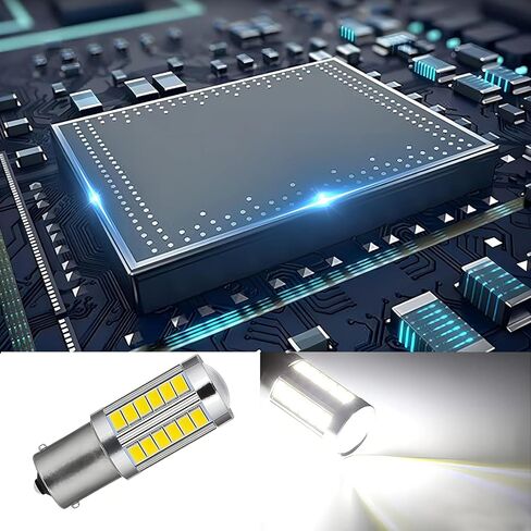 UGSHY 4 حزمة سيارة LED بدوره الذيل ضوء إشارة الفرامل، 1157 33SMD مصابيح إضاءة فائقة السطوع، عكس الضوء، لإضاءة مقطورة RV الداخلية 12 فولت احتياطية للأضواء العكسية (أبيض) in Kuwait