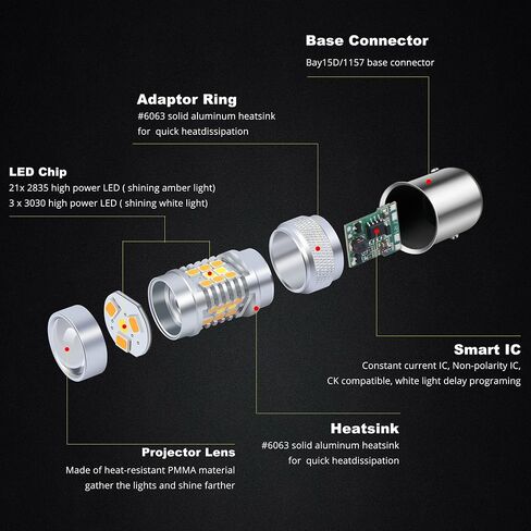 Alla Lighting T25 3457 3157 Switchback LED Turn Signal Lights Dual Color 6000K White/Amber Yellow 12V 4157NAK 3457AK 4057 3057 3757AK 5702AK 4157AK Extremely Super Bright 2835 28-SMD Upgrade in Saudi Arabia