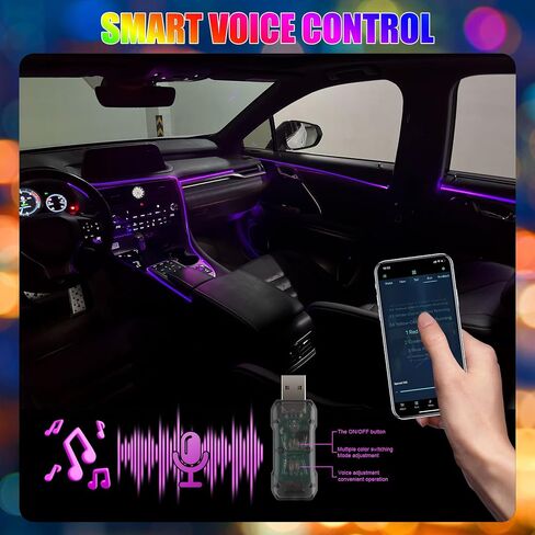 LivTee Car Led Interior Lights，4pcs 48 LED Multicolor Music Car Interior Accessories Under Dash Lighting Waterproof Kit with Sound Active Function and Wireless Remote Control, Car Charger Included in Saudi Arabia