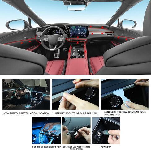 LivTee Car Led Interior Lights，4pcs 48 LED Multicolor Music Car Interior Accessories Under Dash Lighting Waterproof Kit with Sound Active Function and Wireless Remote Control, Car Charger Included in Saudi Arabia