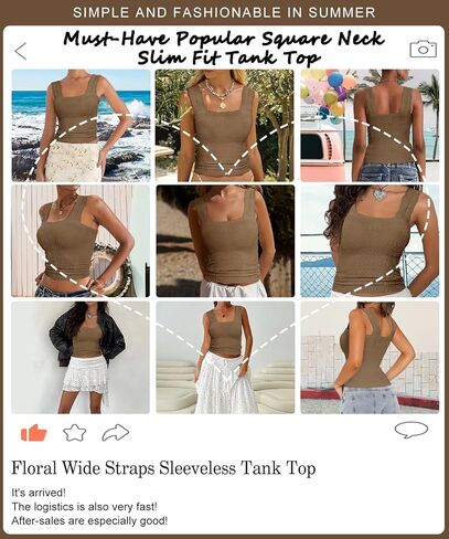 Women’s Square Neck Wide Strap Flower Cropped Tank Top Backless Lettuce Trim Slim Fit Love Letter Cami Vest in Kuwait