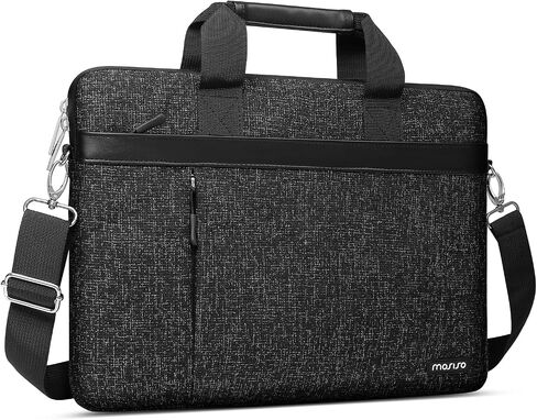 MOSISO Laptop Shoulder Bag Compatible with MacBook Pro 16 inch 2023-2019 M2 A2780 M1 A2485 Pro/Max A2141,15-15.6 inch Notebook,Sleeve with Horizontal PU&Vertical Zipper Pockets&Fix Handle&Belt, Black in Saudi Arabia