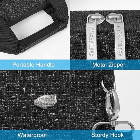 MOSISO Laptop Shoulder Bag Compatible with MacBook Pro 16 inch 2023-2019 M2 A2780 M1 A2485 Pro/Max A2141,15-15.6 inch Notebook,Sleeve with Horizontal PU&Vertical Zipper Pockets&Fix Handle&Belt, Black in Saudi Arabia