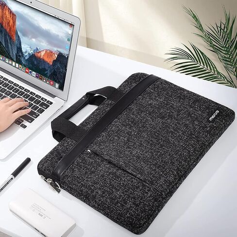 MOSISO Laptop Shoulder Bag Compatible with MacBook Pro 16 inch 2023-2019 M2 A2780 M1 A2485 Pro/Max A2141,15-15.6 inch Notebook,Sleeve with Horizontal PU&Vertical Zipper Pockets&Fix Handle&Belt, Black in Saudi Arabia