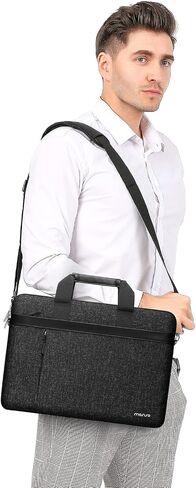 MOSISO Laptop Shoulder Bag Compatible with MacBook Pro 16 inch 2023-2019 M2 A2780 M1 A2485 Pro/Max A2141,15-15.6 inch Notebook,Sleeve with Horizontal PU&Vertical Zipper Pockets&Fix Handle&Belt, Black in Saudi Arabia