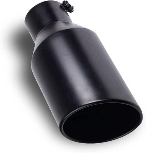 4 Inch Inlet Exhaust Tip, 4" Inlet 8" Outlet 15" Long Polished Stainless Steel Diesel Exhaust Tip, 4 Inch to 8 Inch Tailpipe, Bolt On Slant Cut Rolled Edge Exhaust Tip for Truck Pickup Black in Saudi Arabia