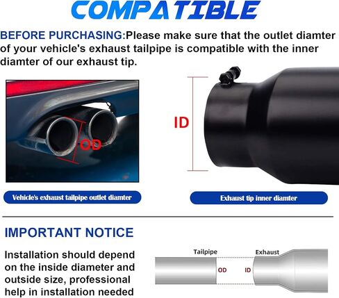 4 Inch Inlet Exhaust Tip, 4" Inlet 8" Outlet 15" Long Polished Stainless Steel Diesel Exhaust Tip, 4 Inch to 8 Inch Tailpipe, Bolt On Slant Cut Rolled Edge Exhaust Tip for Truck Pickup Black in Saudi Arabia
