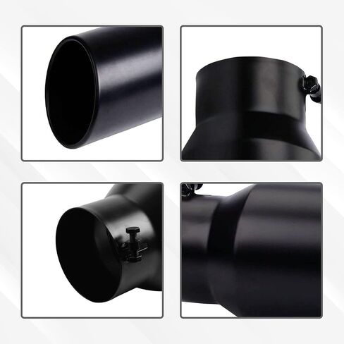 4 Inch Inlet Exhaust Tip, 4" Inlet 8" Outlet 15" Long Polished Stainless Steel Diesel Exhaust Tip, 4 Inch to 8 Inch Tailpipe, Bolt On Slant Cut Rolled Edge Exhaust Tip for Truck Pickup Black in Saudi Arabia