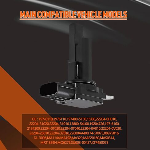 مستشعر تدفق الهواء الشامل 197-6110، 22204-31020 أجهزة استشعار MAF OEM متوافقة مع Camry 07-17 لـ Corolla 09-18 لـ Rav4 06-18 ES350 RX350 07-12 استبدال 22204-0H010 22204-31010 in Saudi Arabia
