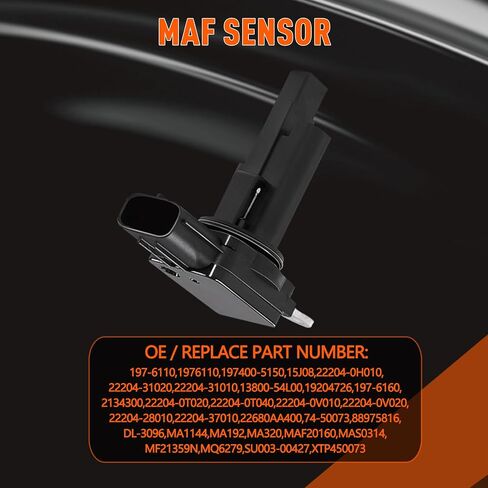 مستشعر تدفق الهواء الشامل 197-6110، 22204-31020 أجهزة استشعار MAF OEM متوافقة مع Camry 07-17 لـ Corolla 09-18 لـ Rav4 06-18 ES350 RX350 07-12 استبدال 22204-0H010 22204-31010 in Saudi Arabia