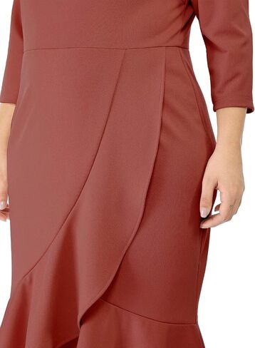 Agnes Orinda Women's Plus Size Business Ruffled Dress 3/4 Sleeve Office Work Cocktail Dresses Party Wrap Dress in Kuwait