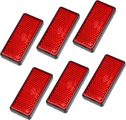 6 Pcs Rectangular Stick-on Safety Spoke Reflective Self Adhesive Reflector for Gate Posts Cars Trailer Motorcycle Trucks Boat Bicycle Bike Red Item Replacement in Saudi Arabia