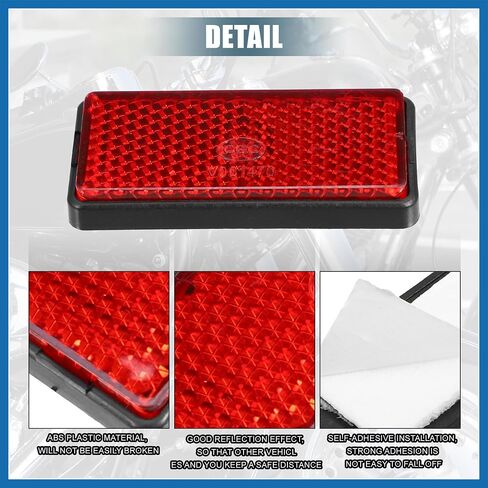 6 Pcs Rectangular Stick-on Safety Spoke Reflective Self Adhesive Reflector for Gate Posts Cars Trailer Motorcycle Trucks Boat Bicycle Bike Red Item Replacement in Saudi Arabia