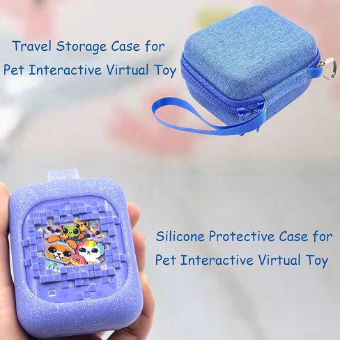 Hard Case Bag and Silicone Shell Cover Compatible with Bitzee Digital Pet Interactive Virtual Toy, Storage Holder for Bitzee Virtual Electronic Pets and Accessories (Blue) in Saudi Arabia