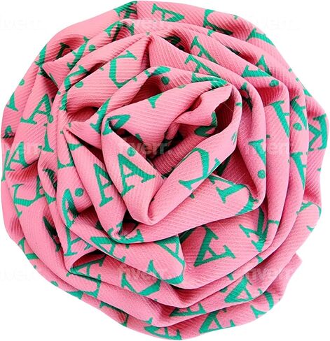 AKA Sorority Paraphernalia Flower Brooch Pin for Women Greek (Polyester Pink & Green 4.5 in. Pin w/Sorority Letters) in Saudi Arabia