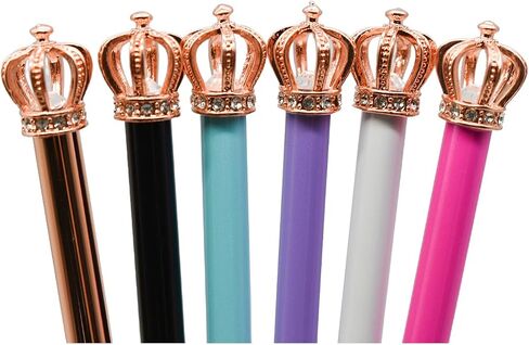 6 PCS Fashion Crown Pens Fancy Metal Ballpoint Pens Luxury Twist Pens 1.0mm Black Ink Pens For Women School Office Home Party Christmas Birthday in Saudi Arabia
