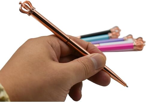 6 PCS Fashion Crown Pens Fancy Metal Ballpoint Pens Luxury Twist Pens 1.0mm Black Ink Pens For Women School Office Home Party Christmas Birthday in Saudi Arabia