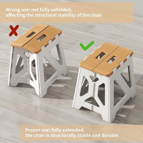 BLACKSPACE 16" Folding Step Stool for Adults, 250 lbs Capacity Non-Slip Compact Plastic Foldable Step Stool with Handle, Portable Lightweight Folding Stool for Home or Kitchen(Black) in Saudi Arabia