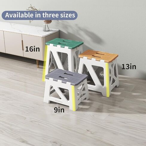 BLACKSPACE 16" Folding Step Stool for Adults, 250 lbs Capacity Non-Slip Compact Plastic Foldable Step Stool with Handle, Portable Lightweight Folding Stool for Home or Kitchen(Black) in Saudi Arabia