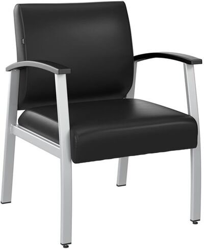 Bush Business Furniture Arrive Waiting Room Guest Chair with Arms in Light Gray Vinyl, Reception Area Seating for Office and Lobby in Saudi Arabia